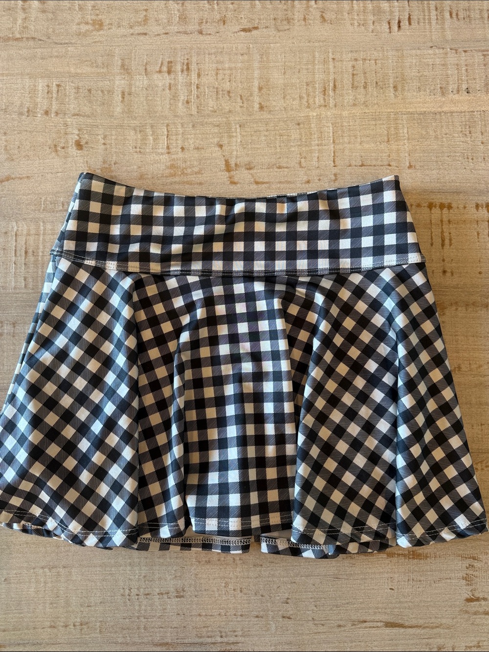 Girls Black & White Gingham Flare Skirt